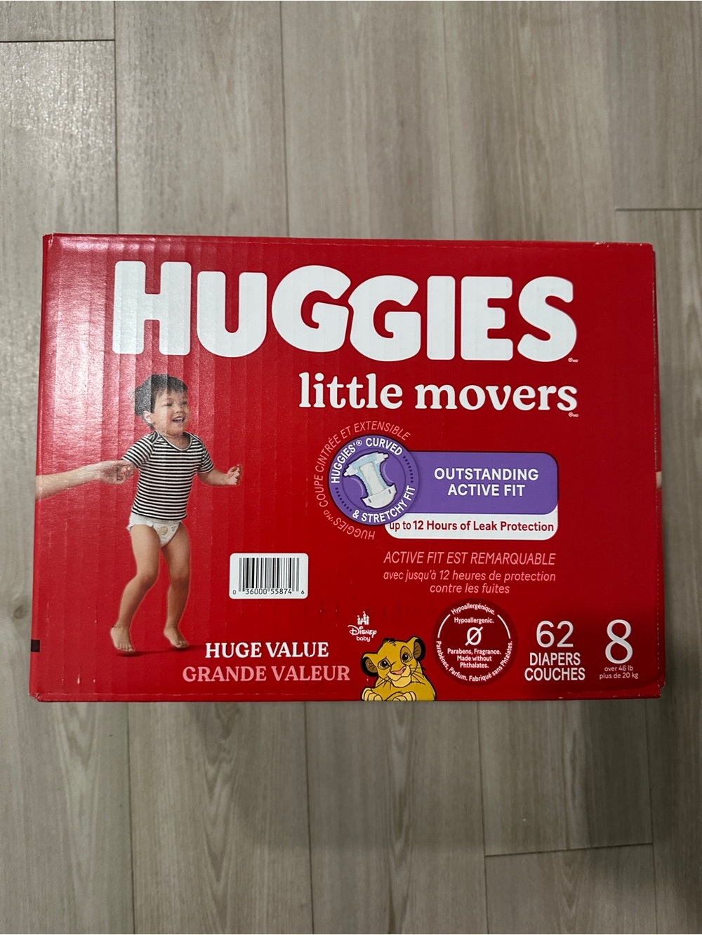 Huggies Little Movers Active Fit Diapers - Size 8 - 62ct (NEW)